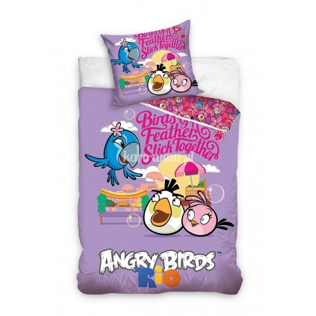 Pościel Angry Birds 160x200 5749 Fioletowa Carbotex