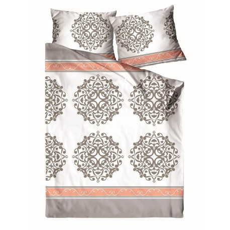 Pościel satynowa Premium 160x200 Orientalna morelowa Bielbaw Greno